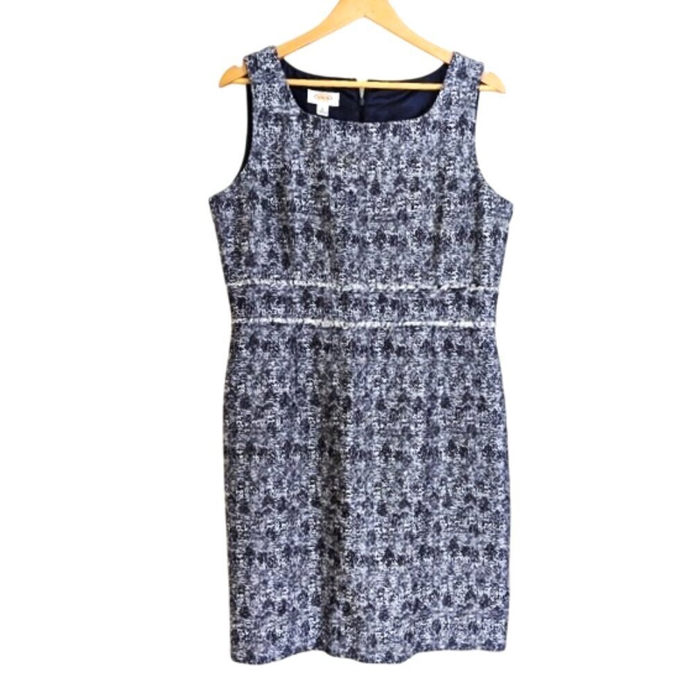 Talbots Cotton Blend Sleeveless Dress Blue‎ White Tweed  Size 16